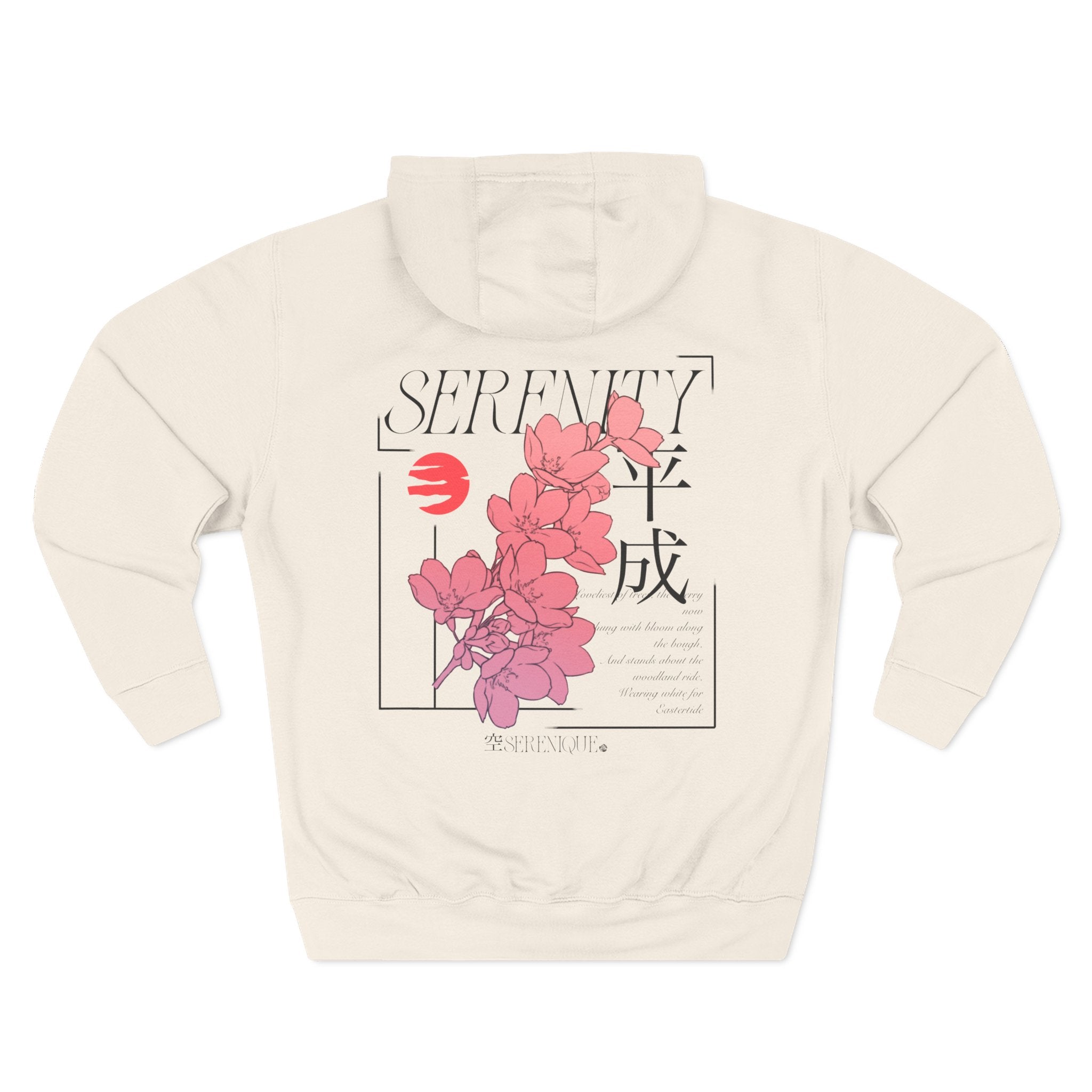 Hoodie - Japanese Floral Inspirational Three-Panel Fleece